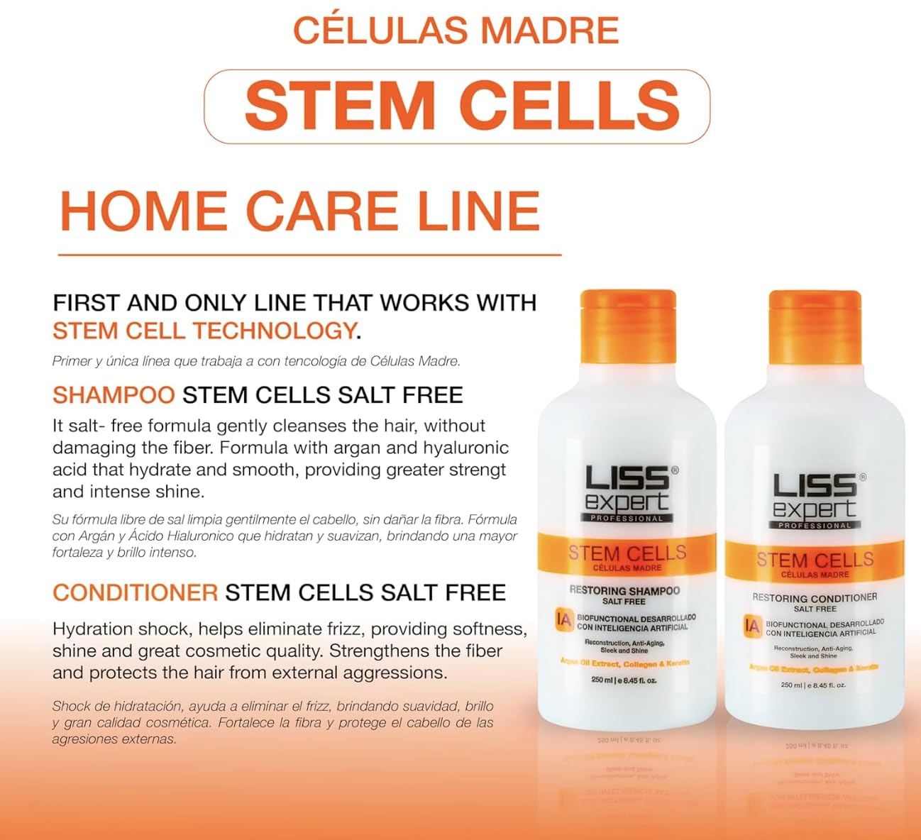 Liss Expert Kit Alisado Células Madre + Divine Oil 50 ml + Shampoo Stem Cells 250 ml – Suavidad Profesional y Control del Frizz