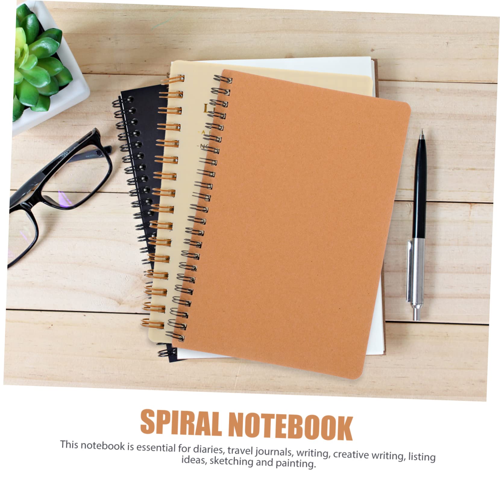 Notizbuch A5 Beige mit Leeren Seiten Spiralbindung 10 Stück Papier Klassisches Design für Kreatives Schreiben und Skizzieren