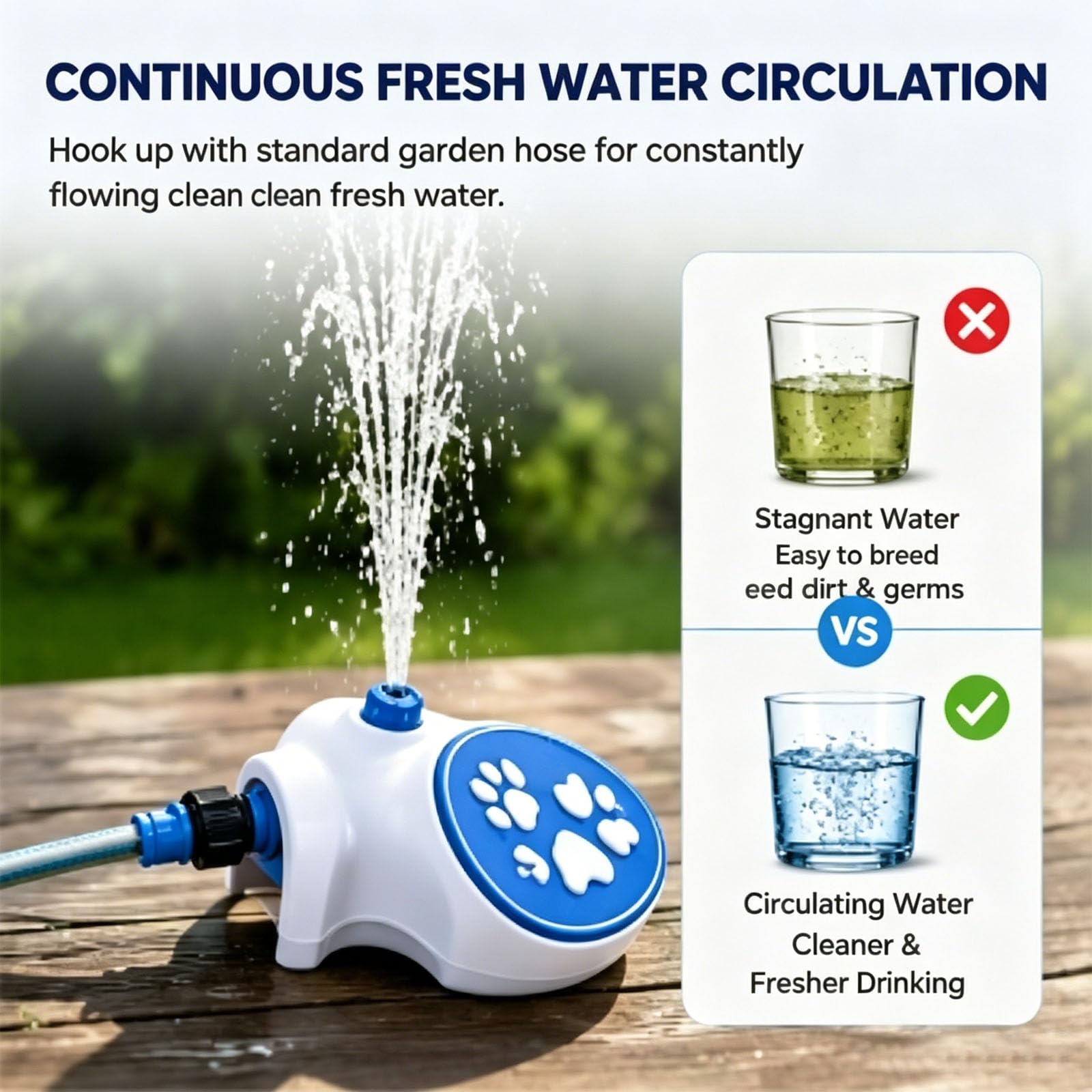 Wasserfontäne mit Pedal für Hunde, Hunde Wasserspielzeug Gartenschlauch, Hundes Wasserfontäne Outdoor, Wasserspiel Hund Garten, Hund Wasserspiel zur Sommer Abkühlung (Blau)