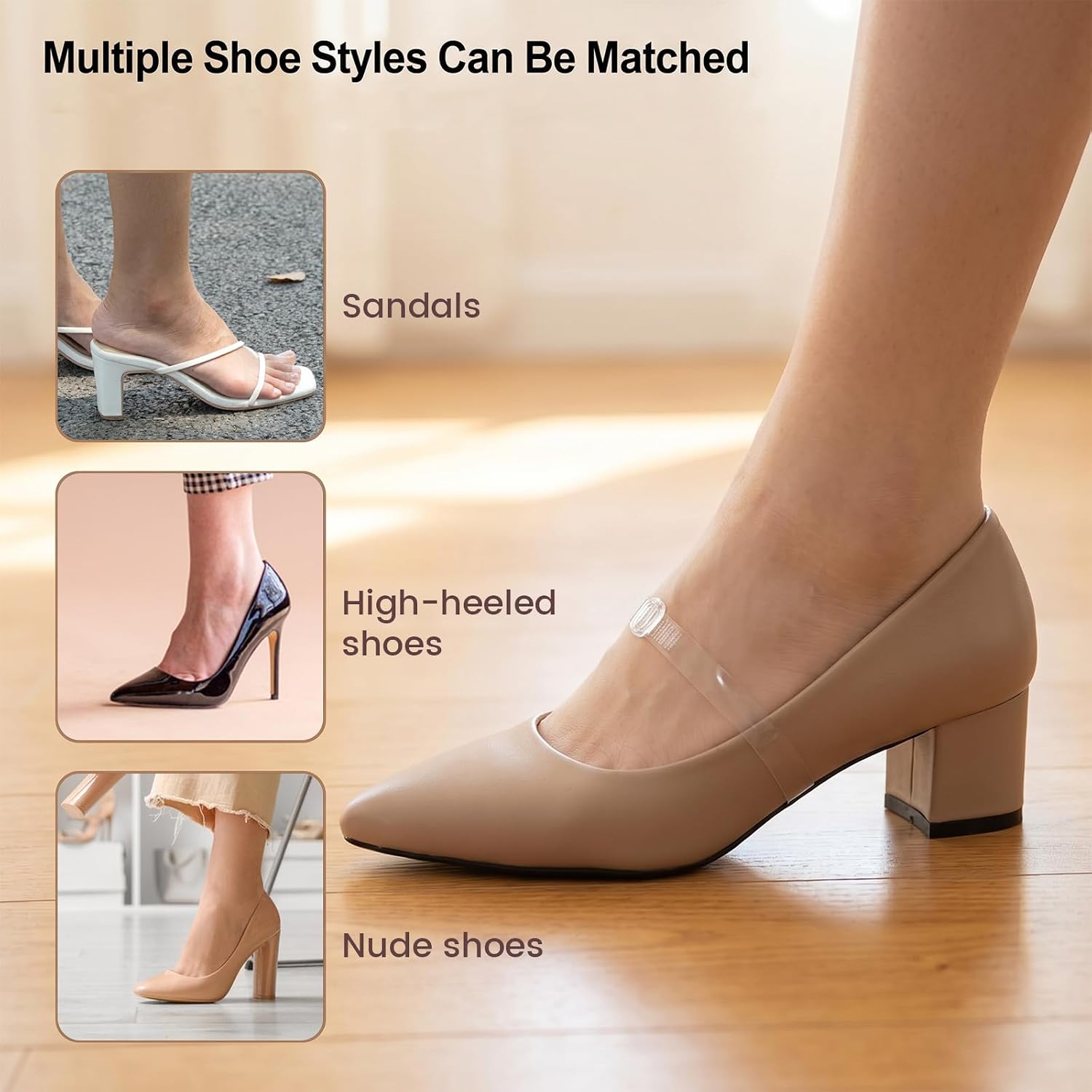 15 Pairs Invisible High Heel Shoe Straps for Women Clear Shoe Straps
