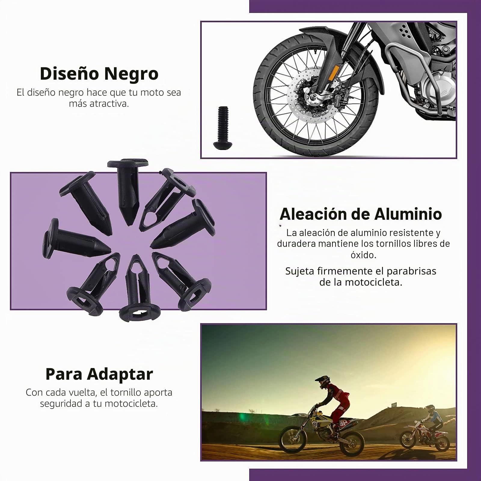 Swpeet Kit de 195 piezas de pernos universales de carenado de acero al carbono M5 M6 de 2 tamaños, kit surtido, tornillos sujetadores de parabrisas de motocicleta, pernos de carenado de fijación para