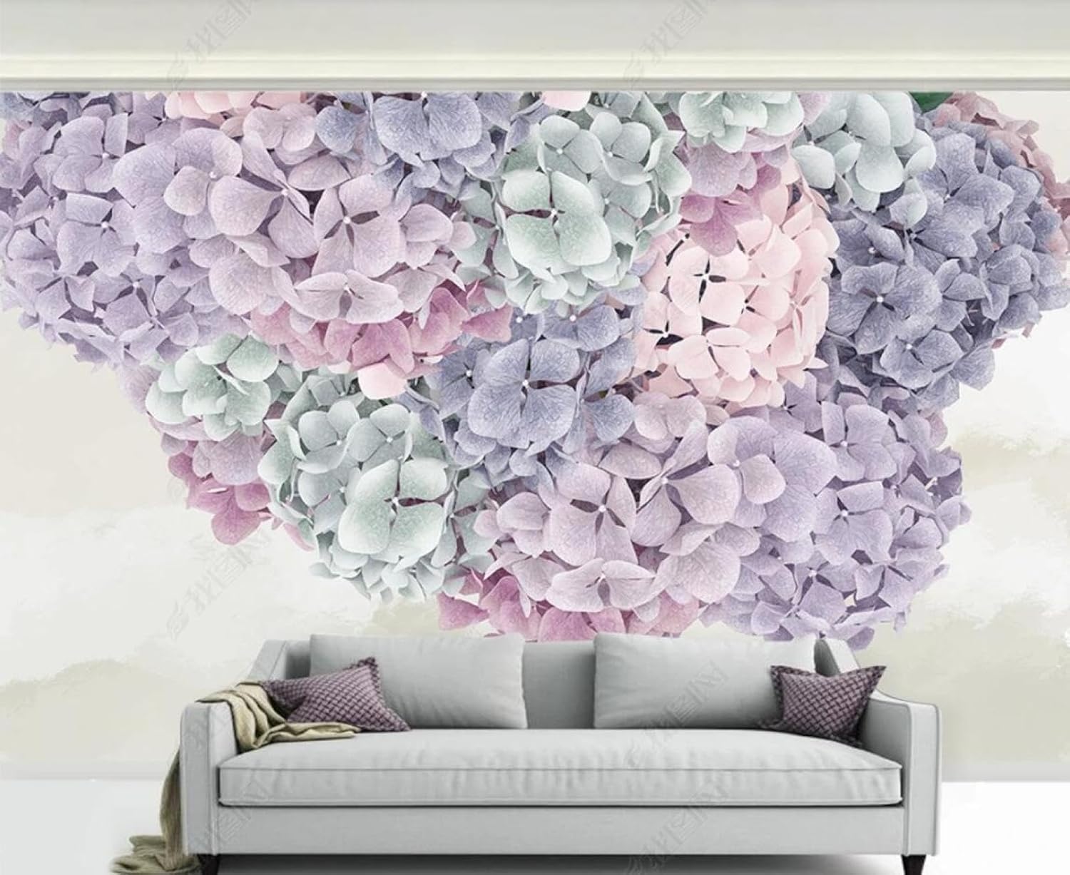 Papier Peint 3D Hortensia Pourpre Décoration Murale Salon et Chambre 150x105