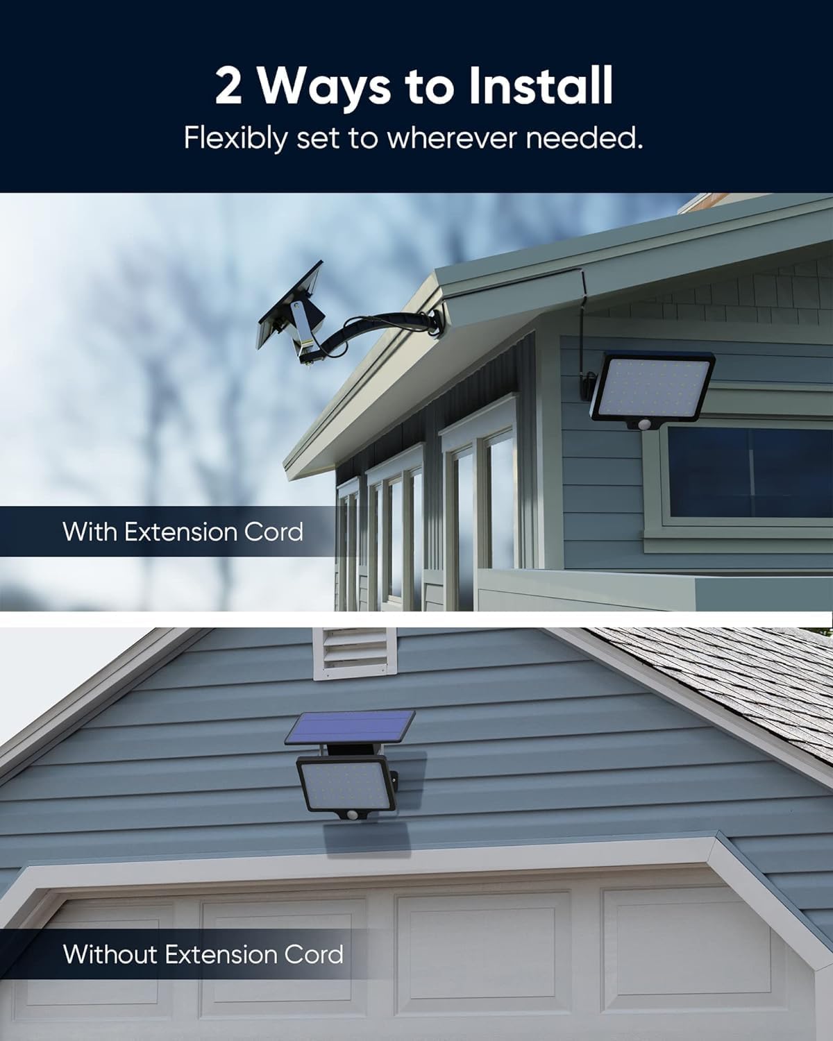 JACKYLED Upgraded Solar Flood Lights Outdoor Motion Sensor, 1000 Lumens Dusk to Dawn Solar Lights Outdoor, 48 LED, IP65 Waterproof, 3 Modes, Auto On/Off, Separate Solar Panel with 9.8ft Cord