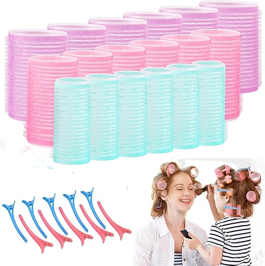 30 Pcs Hair Rollers Clips Set Includes 3 Different Sizes 18 Pcs Self