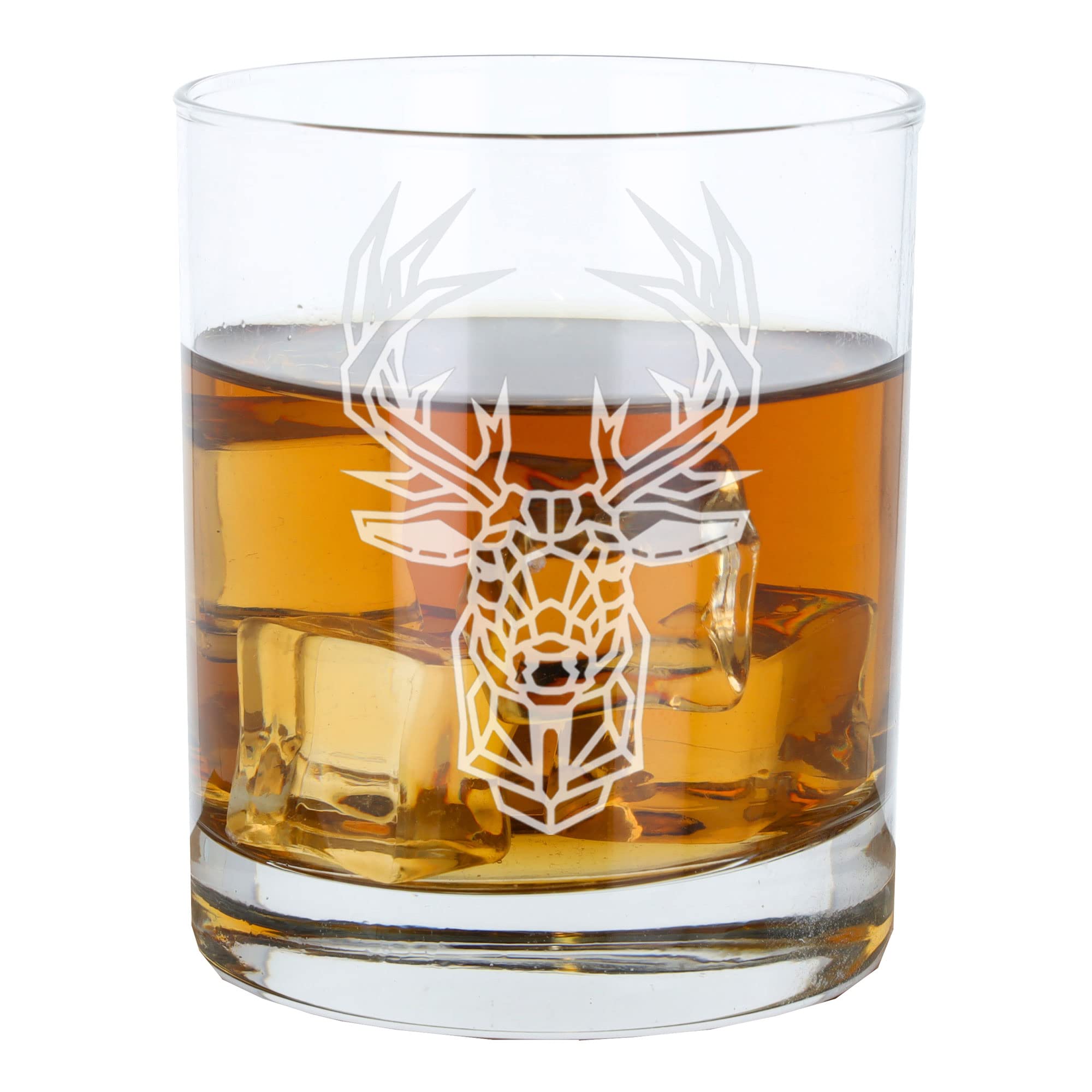 Stag Engraved Whisky Glass - Etched Drinkware Gift for Animal Lovers - Birthday Present for Her or Him - Scotch Whiskey Glass