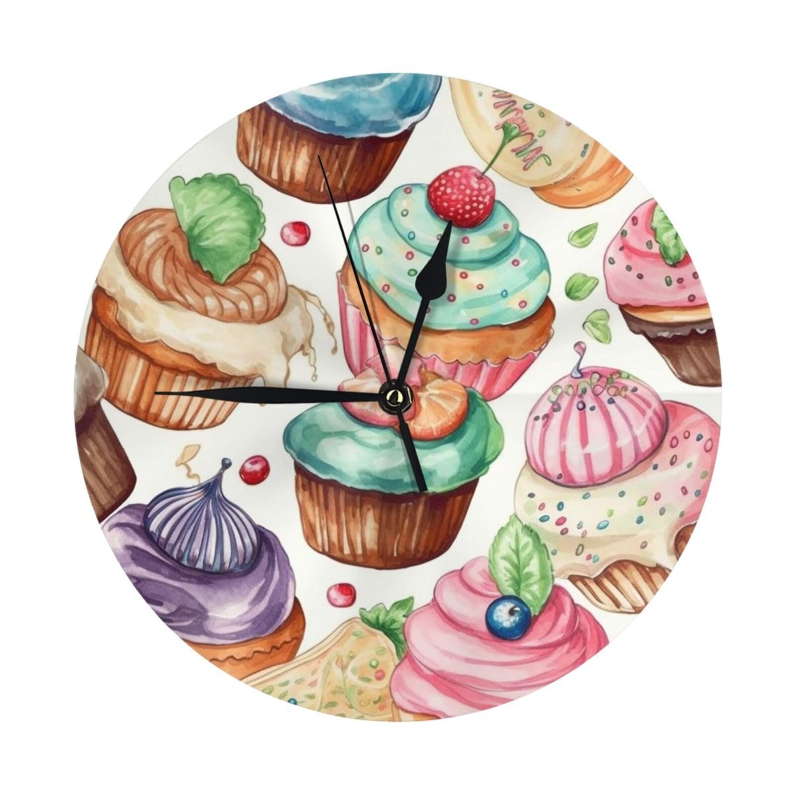 Horloge murale ronde de cuisine suspendue pendule silencieuse beignets muffins sucre grand format