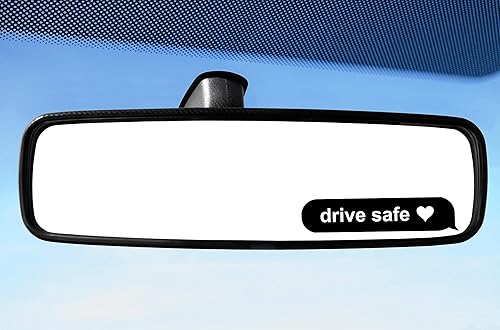 2 x Rear View Mirror Decal - Drive Safe Decal - Miniature Car Decal Sticker - Text Message Bubble Decal - Do Not Text and Drive Reminder - Gift for