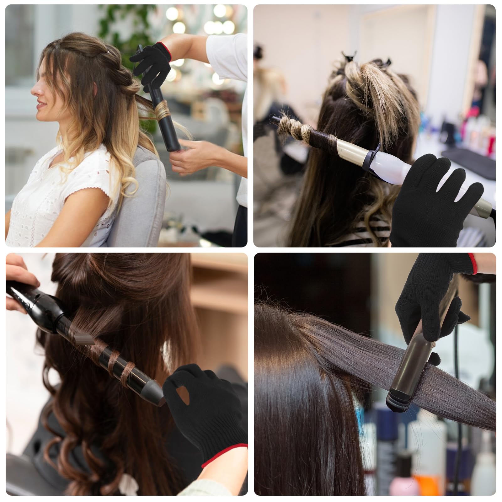 Gants de coiffure WLLHYF professionnels résistant à la chaleur pour fer à friser et fer à lisser, gants de blocage de la chaleur pour les mains gauche et droite - 1 pièce
