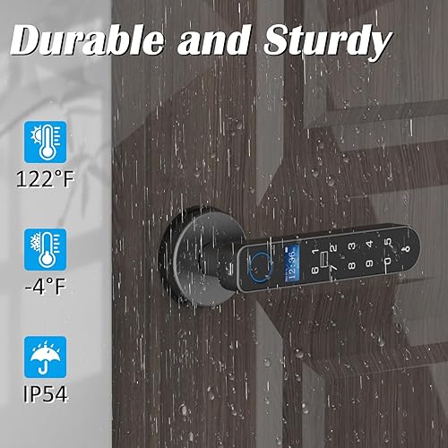 Miniatura 8 de Cerradura de puerta de entrada sin llave con código RFID tarjeta NFC APP Keypad, manija de puerta interior biométrica inteligente automática con