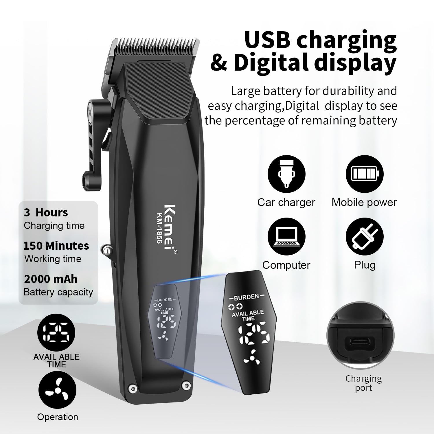 Amazon.co.jp: KEMEI KM-1856 プロフェッショナルバリカン 男性用