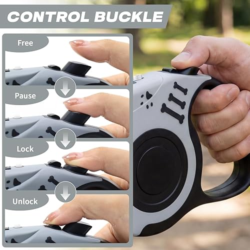 Miniatura 5 de Correa retráctil para perro con linterna recargable USB para paseos nocturnos, correa de perro telescópica automática de 16 pies para perros