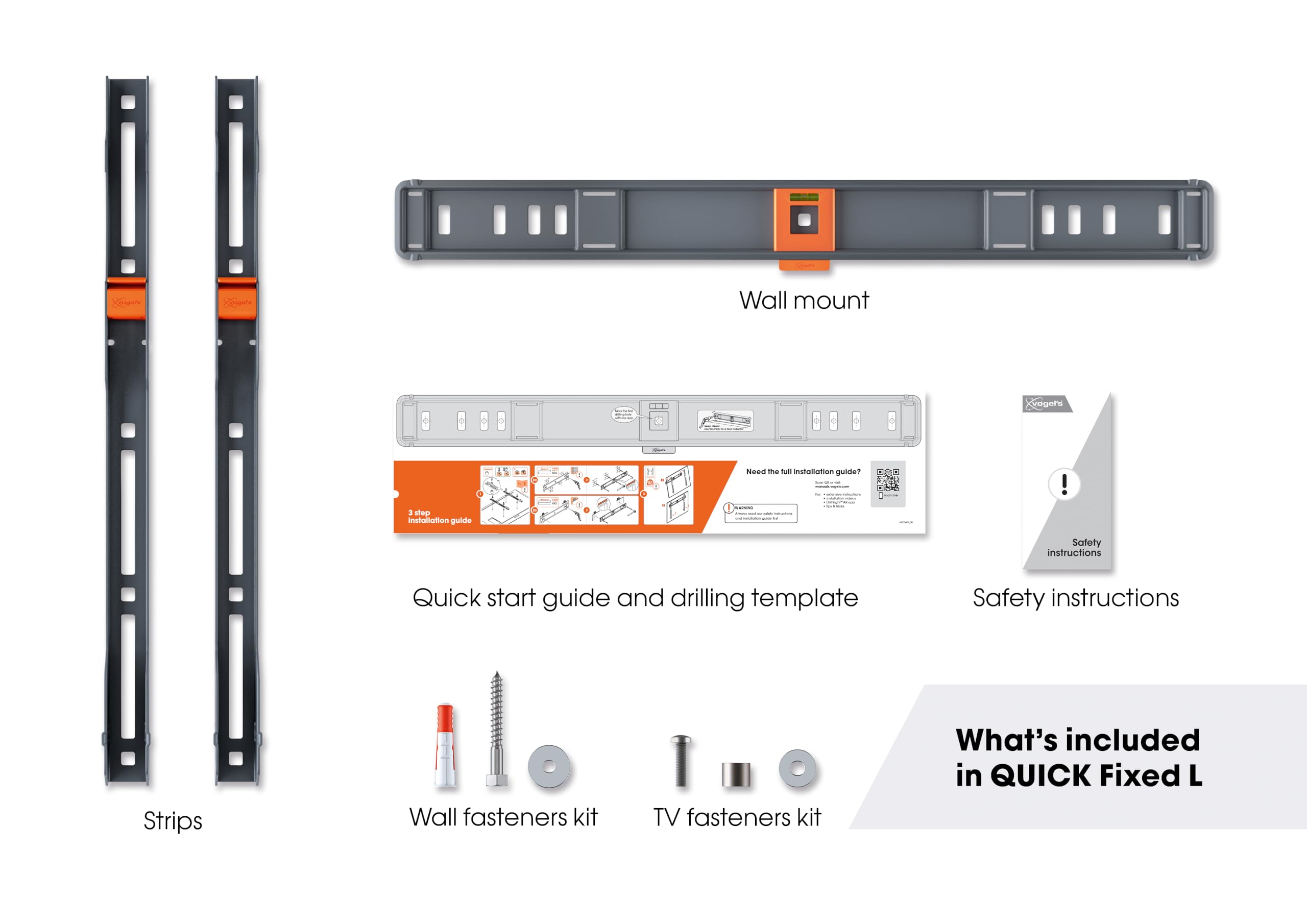 Vogel's Quick TVM 1605 Flache TV-Wandhalterung für 40-100 Zoll Fernseher | Universelle Kompatibilität, TÜV-Zertifiziert, 75 kg Tragkraft, VESA Bis 600x400, Inkl. Montagematerial
