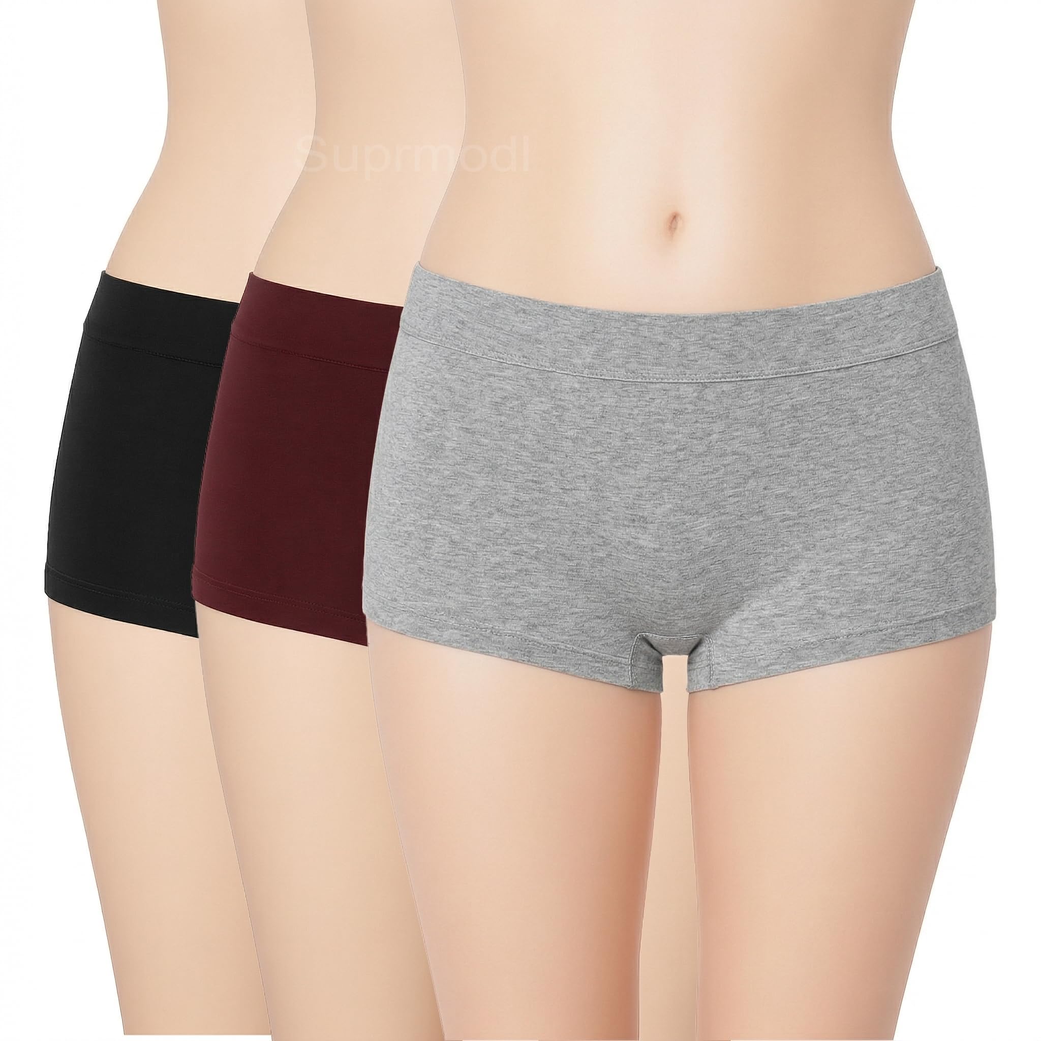 Women Boyshorts Panties Cotton | Full Coverage High Waist Underwear for Women | Soft Breathable Stretch Panty | No Ride Up Comfortable Innerwear | Multi Color Combo Pack of 3-picture-33