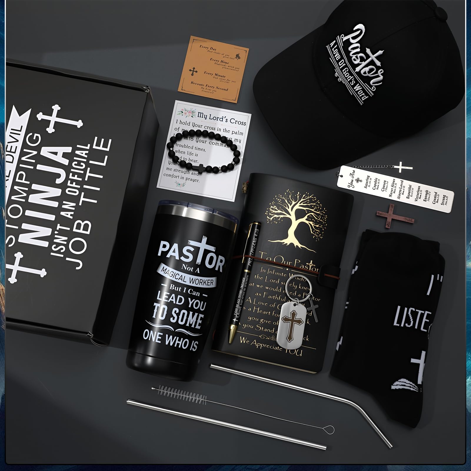 10 Pcs Pastor Appreciation Gifts for Men, Christian Pastor Gifts for Dad Husband Grandpa Male Friends Coworker Birthday Christmas