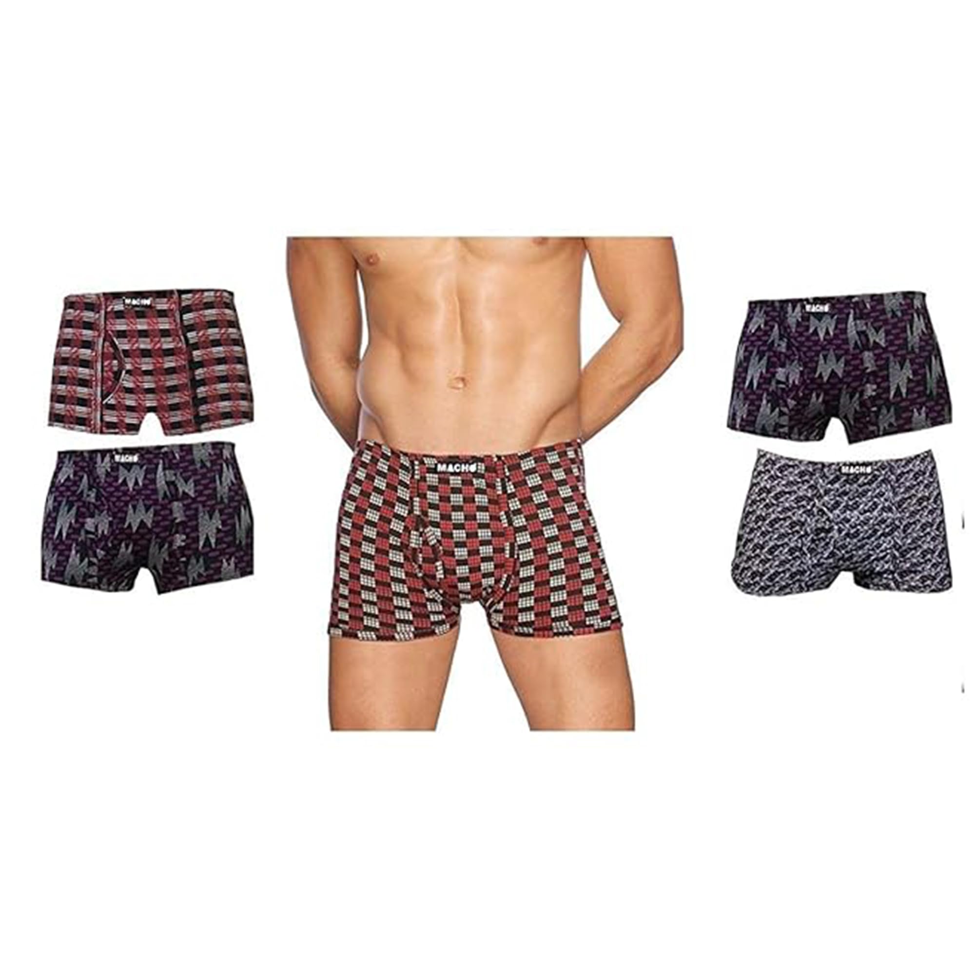 Men’s Printed Cotton Mini Trunk Underwear | Soft Cotton, Regular Fit, Breathable |Pack of 5 |(Print and Colour May Vary)