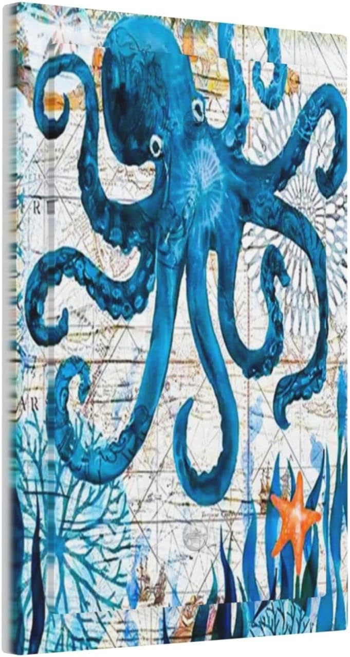 Nautical Octopus Sea Monster 1 Gang Light Switch Cover No Device Wall Plate Decorative Blank Switchplate Electrical Faceplate for Bathroom Home Living Room Bedroom Art Panel Decorate 5" x 3"