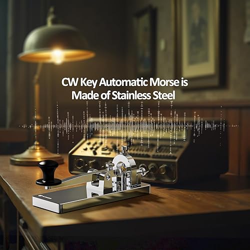 Miniatura 5 de CW Telegraph Key - Llave clásica de código morse de acero inoxidable resistente, radioaficionado de onda corta, oscilador de práctica de telegrama,