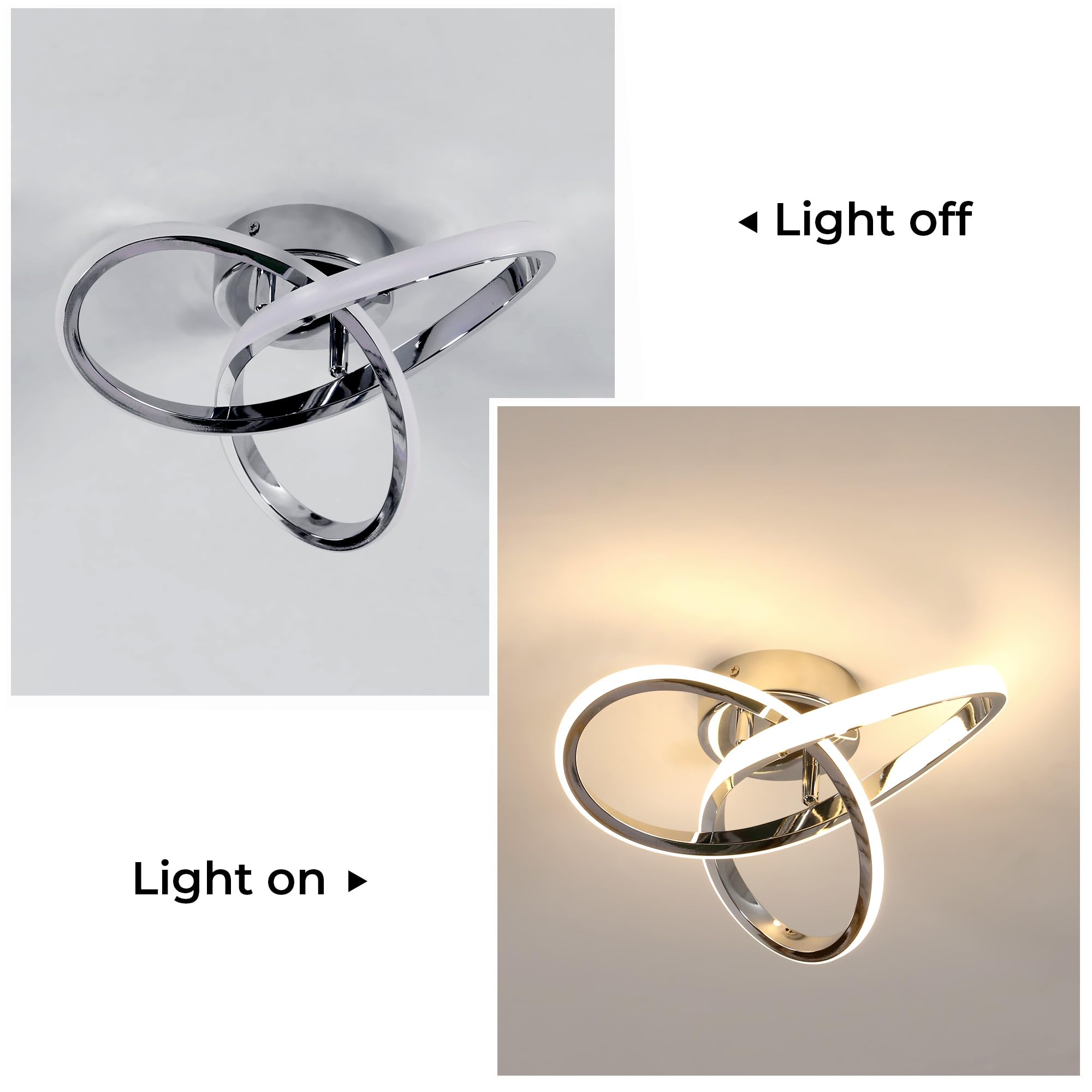 Comely Plafon LED Nowoczesny, Oprawa Sufitowa LED 22W 2475LM Oprawa, Żyrandol Do Korytarza Kuchni Sypialni Jadalni Balkonu, Ciepła Biel 3000K, Srebrny, Średnica 25cm