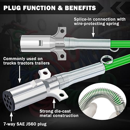 Miniatura 2 de Mangueras de freno de aire en espiral de 15 pies y conjunto de cable de alimentación eléctrica ABS con kit de resorte tierno y Gladhands y asas, kit
