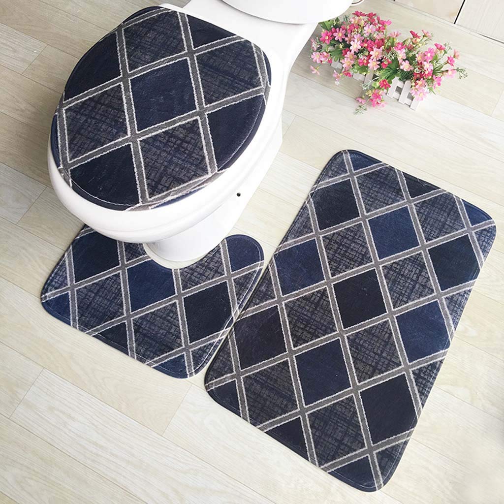 Tapis de douche absorbant 3 pièces flanelle avec relief 3D lavable