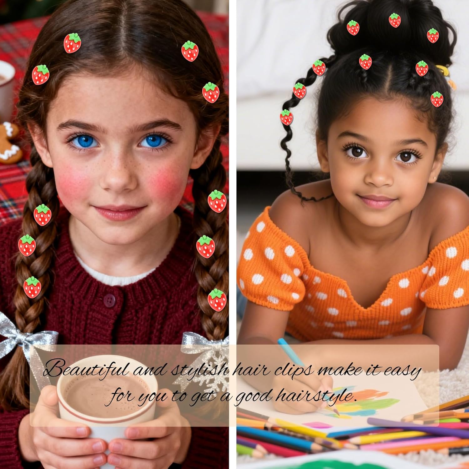 YISSION 20PCS Mini Strawberry Hair Clips for Women & Girls, Cute Red Strawberry Hair Barrettes, Adorable Hair Accessories for Daily Styling, Party & Gift - Image 2