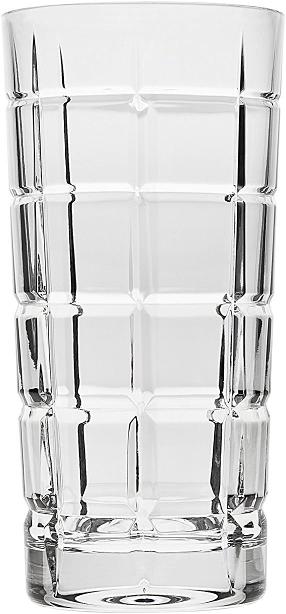 Godinger Highball Glass, Drinking Glass, Drinking Cup, Tall Glass, Drinkware Plaid 14oz