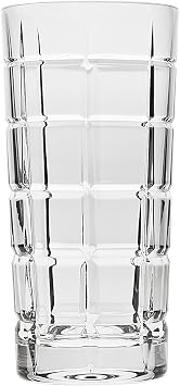 Godinger Highball Glass, Drinking Glass, Drinking Cup, Tall Glass, Drinkware Plaid 14oz