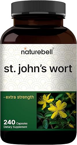 NatureBell Extracto de hierba de San Juan, 240 cápsulas – 600 mg por porción – Sin OMG, fabricado con cGMP