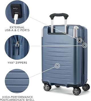 Travelpro Platinum Elite 8-Wheel Expandable Hardside Suitcase with TSA Lock - Polycarbonate Hardside - Dark Blue - 21
