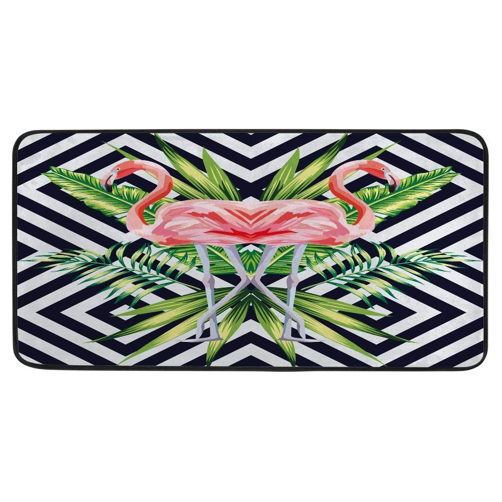 Tapis de cuisine anti-fatigue épais antidérapant et étanche flamant rose