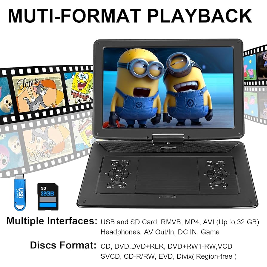 ポータブルDVDプレーヤー 15.6インチ 6時間連続再生 ✨新品✨ポータブルDVDプレーヤー 15.6インチ 6時間連続再生 大