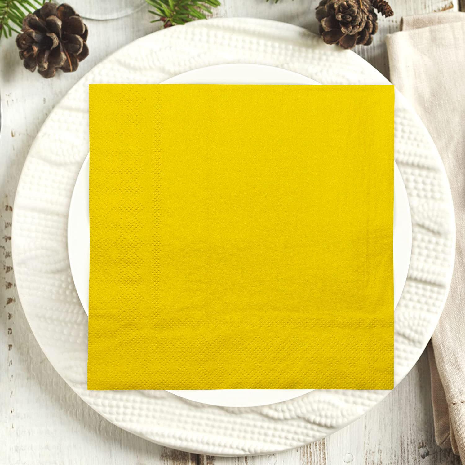 Servilletas Papel Amarillo Minimalista Desechables Servilletas Decoupage Cocktail Cumpleaños 2 Capas Toilet Papel Higienico Decoración de Mesa para Bodas,Fiesta Jardín30 Paquetes(33x33cm）