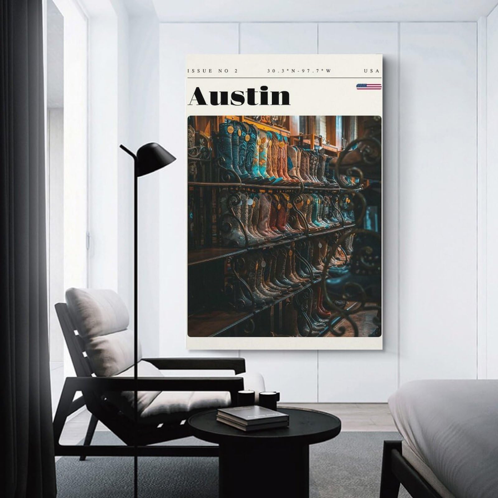 Junmoney Canvas Wall Decor Austin Texas Travel Art, 24x36inch(60x90cm), for Gallery Wall Layouts in Home Or Office, Home Wall Art for Statement Displays