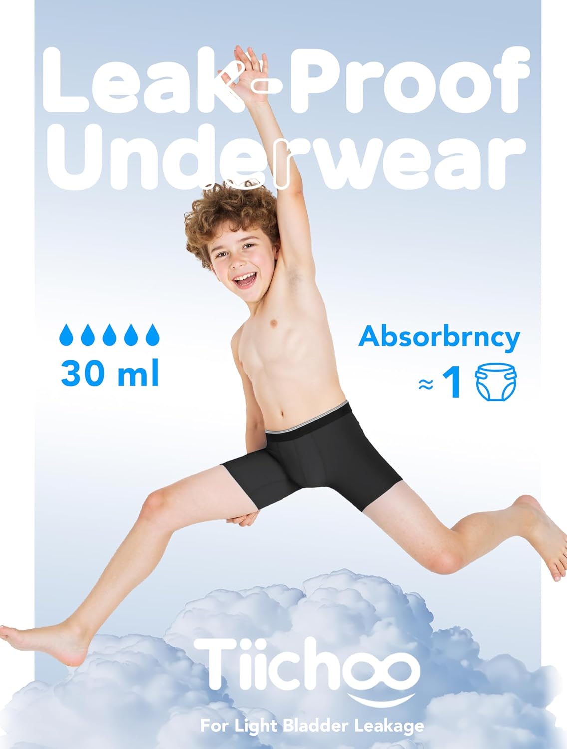 TIICHOO Boys Incontinence Underwear Every Day Washable Leak Proof Underwear for Kids 5 Pack - Image 2