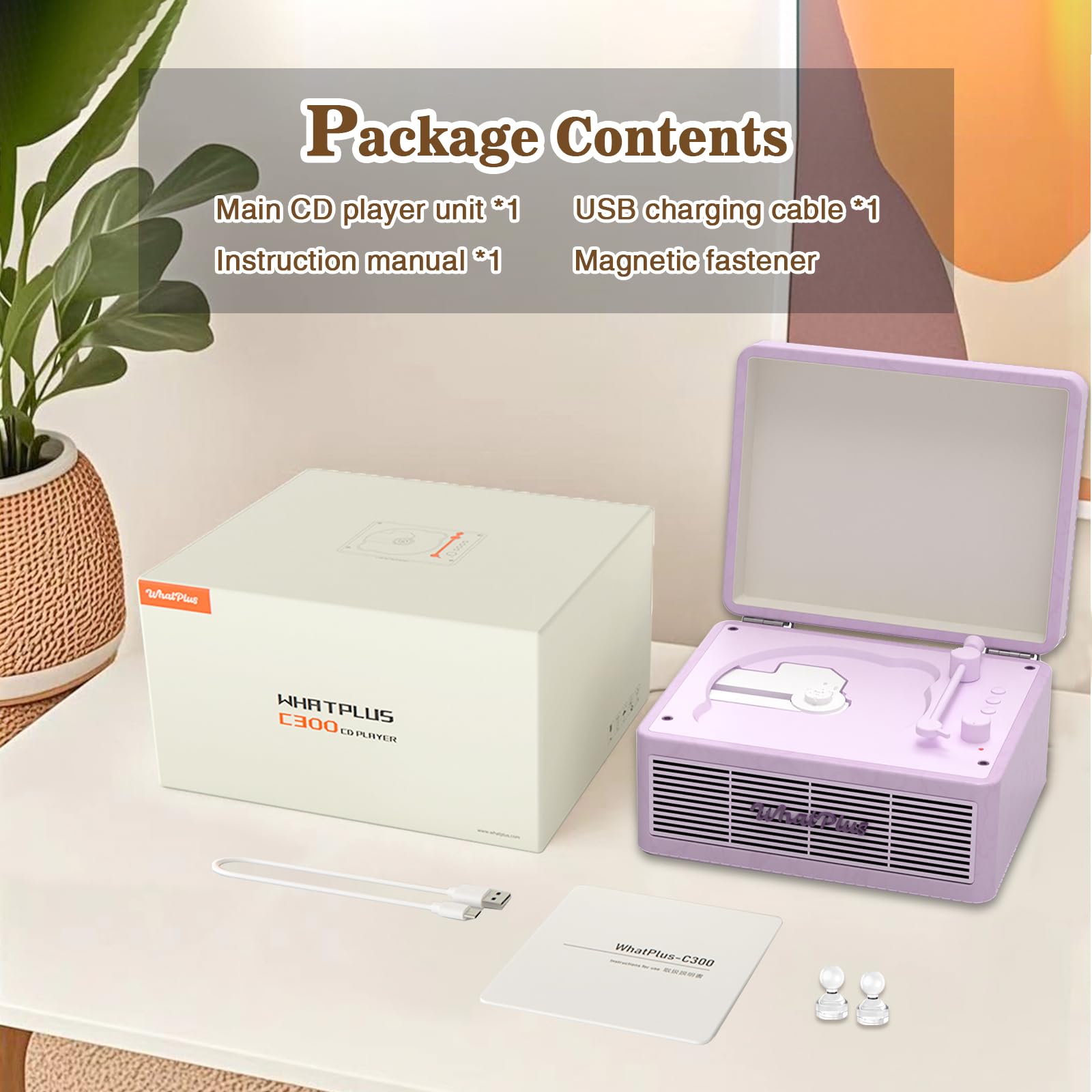 Tragbarer CD-Player mit Bluetooth 5.2, wiederaufladbarem Akku und eingebauten Lautsprechern, Hi-Fi-Retro-Koffer-Design für Heimdekoration, AUX/TF-Kartenunterstützung, ideales Geschenk