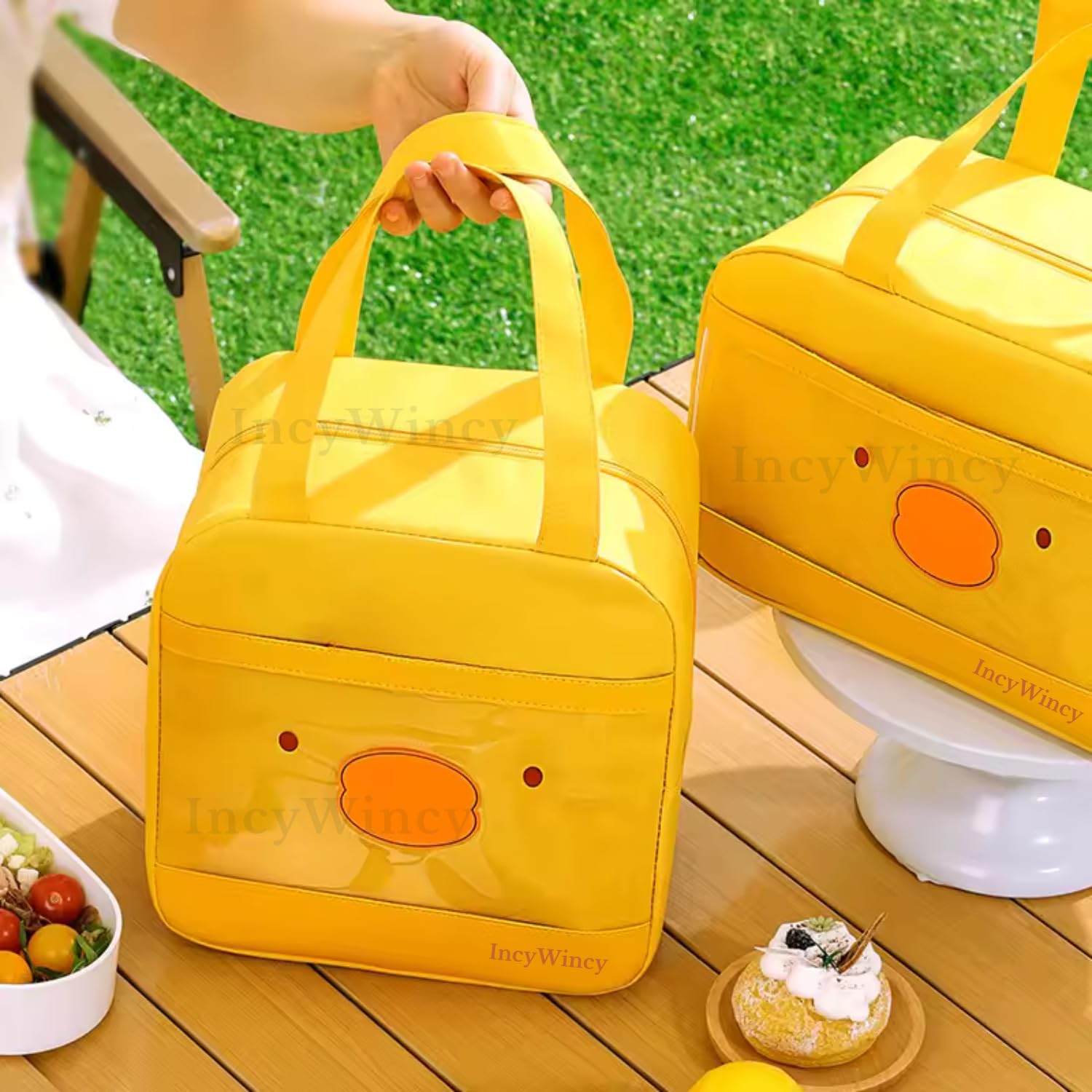 IncyWincy Lunch Bag for Kids to School (Pack of 1), Leakproof Tote Bags for Office and Picnic, Insulated Meal Carrier for Men & Woman, Durable Unisex Tiffin Bag for Boys and Girls (Yellow) 3