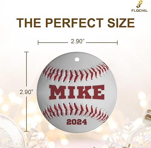 Miniatura 7 de Adornos de béisbol personalizados para árbol de Navidad, adornos de béisbol con foto con nombre personalizado para niños y niñas, regalos para