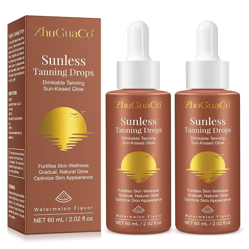 Gotas autobronzeadoras faciais e corporais LLIOBGV com sabor melancia, Pacote com 2