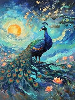 Miyahomy Peacock 5D Diamond Art Kits for Adults-HD Canvas Diamond Art Gifts for Men,Women or Gifts for Family - Decompression Crafts with Round Full Drill Gem for Home,Room Decor