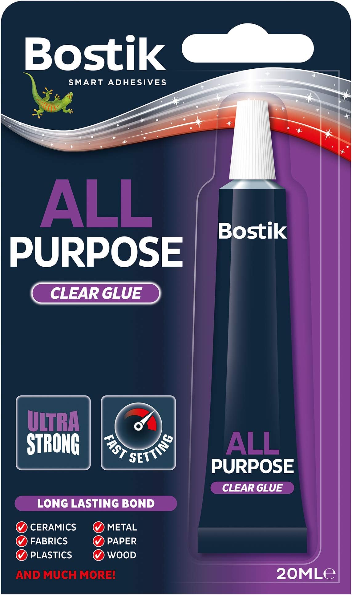 Bostik All-Purpose Adhesive Clear - 20ml - Minor Household Repairs – Long-Lasting Bond – Ultra Strong Fast-Setting Glue