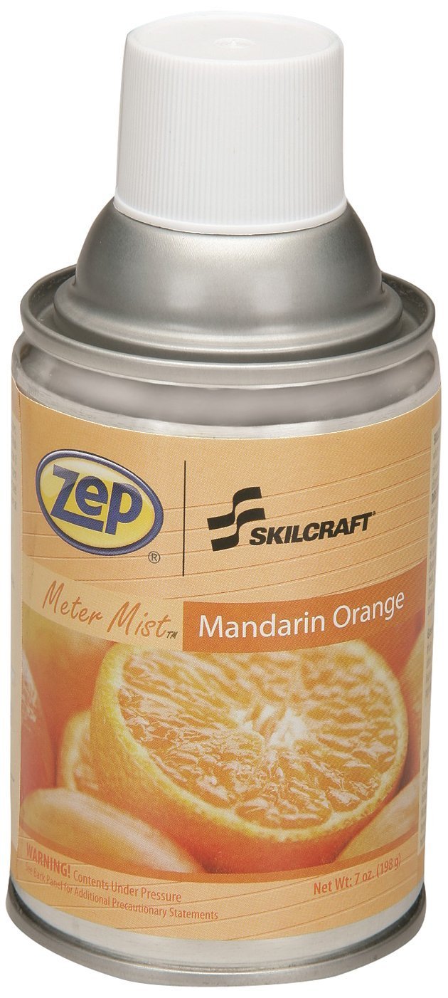 Skilcraft SKILCRAFT 6840-01-459-8263 Zep Meter Mist Refill Air Freshener Aerosol Can, Mandarin Orange (Pack of 12), Yellow
