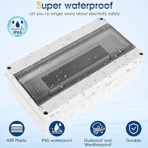 Miniatura 9 de Caja de protección de distribución impermeable, caja eléctrica de plástico ABS y cubierta transparente IP65, para disyuntor de pared interior y