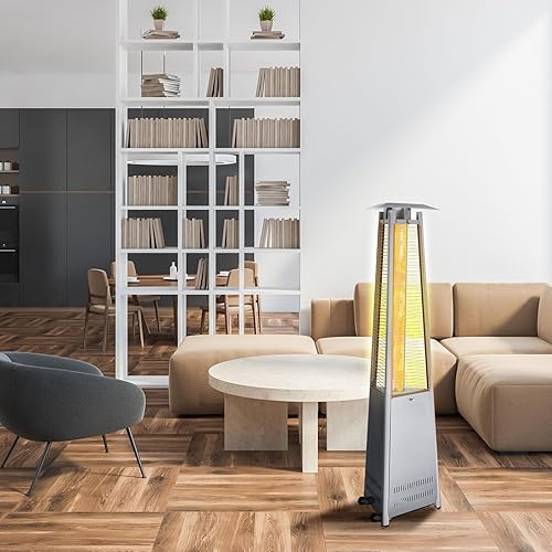 Miniatura 5 de VIHOSE 1 pieza de repuesto para calentador de patio, tubo de vidrio de cuarzo de 49.5 x 4 pulgadas con anillo de conexión de silicona, repuesto de