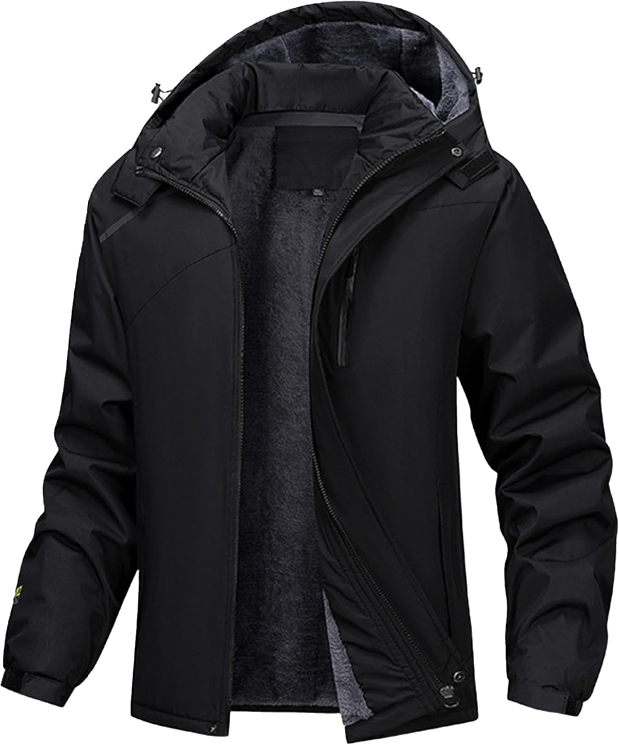 PEGENO Men's Ski Jacket Water Resistant Windbreaker Insulated Thermal Fleece Winter Jackets Parka Raincoats With Hood