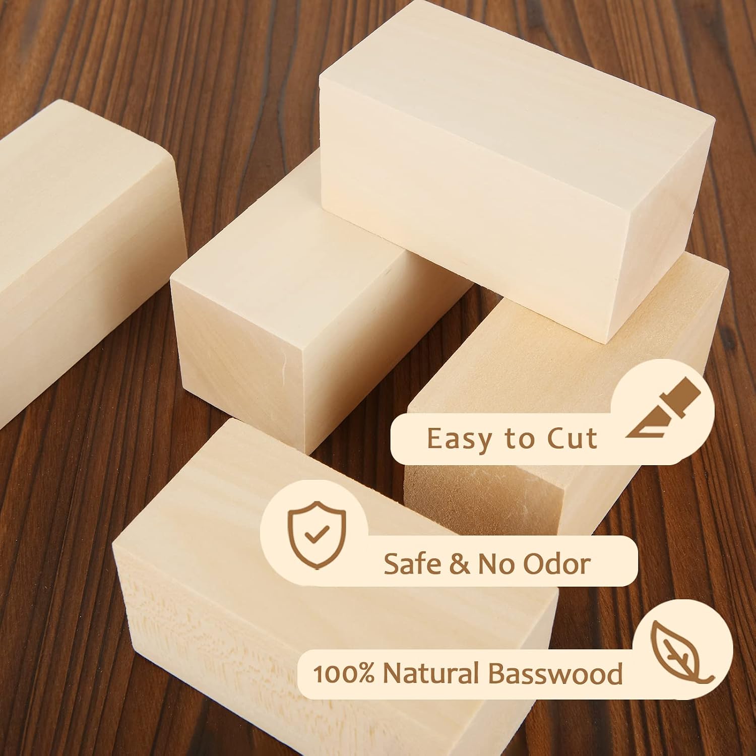 ABuff 10 Pack Basswood Carving Blocks 4 X 2 X 2 Inch Whittling Wood Blocks Kit, Unfinished Wood Blocks for Beginner or Expert Carvers DIY Wood Carving Crafts