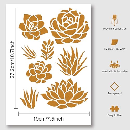 Miniatura 3 de NBEADS Plantilla de suculentas de aloe vera, plantillas de pintura reutilizables para plantas de jardín, manualidades, pintura de pared, plantillas