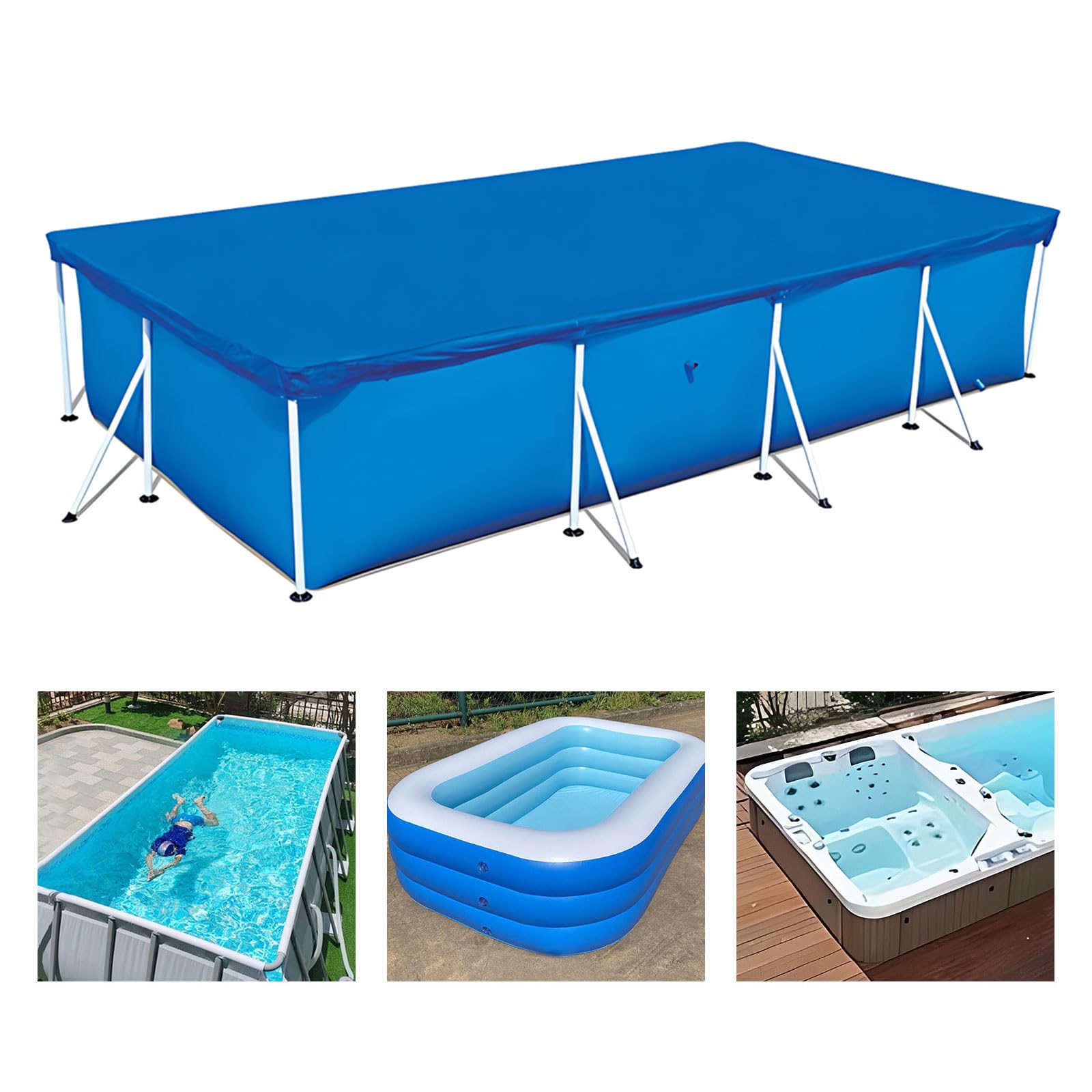 Rectangular Pool Cover - Pool Abdeckung, Regenfeste Solarabdeckung PE Schutzplane Für Rectangular Frame Pool (300 * 200 cm)