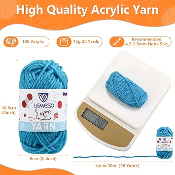 Yinsun 12 Crochet Yarn for Crafts, Mini Acrylic Yarn for Beginners (12x15g) | 12 Colors Yarns, Yarn Bulk, Rainbow Colors, for Starters, Knitting Crochet Crafts, estambres para tejer a crochet