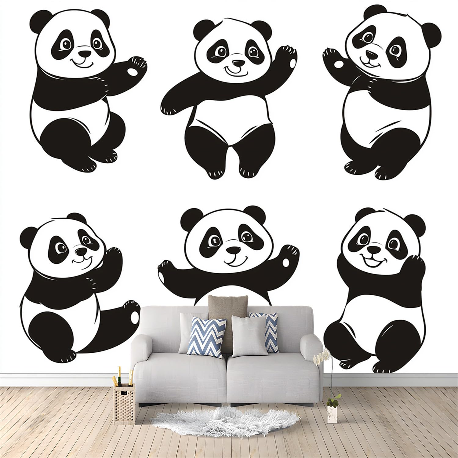Tapeta z włókniny 250 x 175 cm, słodka panda, wodoodporny papier kontaktowy do domu, sypialni, szafek i kuchni, biała tapeta fototapeta do salonu, korytarza