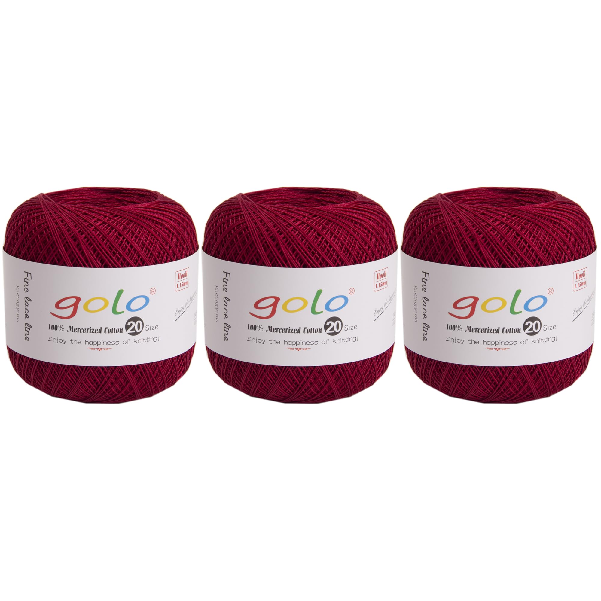 golo 3 Balls Crochet Thread Size 20 Embroidery Thread Crochet Yarn for Hand 193